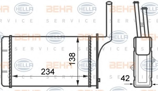 Теплообменник, отопление салона BEHR HELLA SERVICE 8FH 351 024-461