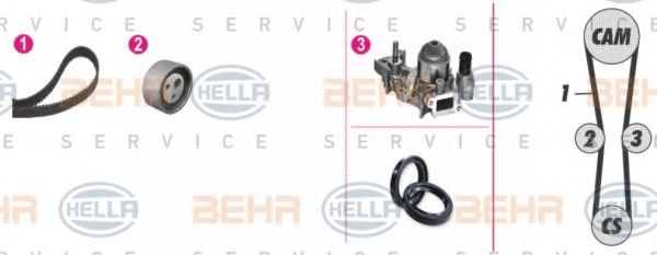 Водяной насос + комплект зубчатого ремня BEHR HELLA SERVICE 8MP 376 800-821