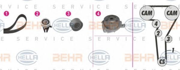 Водяной насос + комплект зубчатого ремня BEHR HELLA SERVICE 8MP 376 810-801