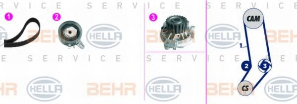 Водяной насос + комплект зубчатого ремня BEHR HELLA SERVICE 8MP 376 818-811