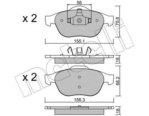 Комплект тормозных колодок, дисковый тормоз METELLI 22-0336-1