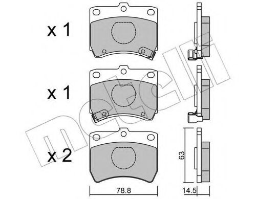 Комплект тормозных колодок, дисковый тормоз METELLI 22-0370-0