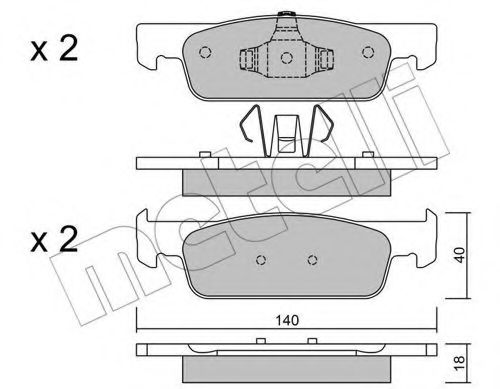 Комплект тормозных колодок, дисковый тормоз METELLI 22-0975-0