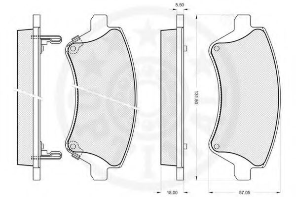 Комплект тормозных колодок, дисковый тормоз OPTIMAL 23819