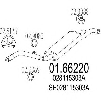 Глушитель выхлопных газов конечный MTS 01.66220