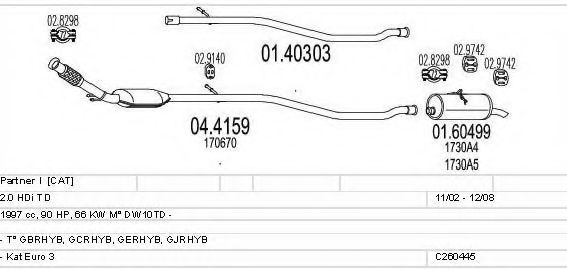 Система выпуска ОГ MTS C260445005579