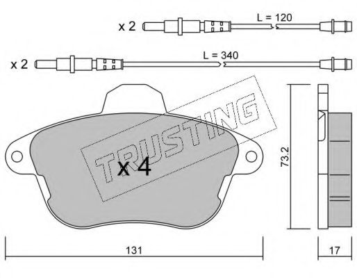 Комплект тормозных колодок, дисковый тормоз TRUSTING 191.0
