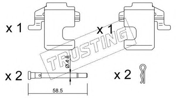 Комплектующие, колодки дискового тормоза TRUSTING KIT.066