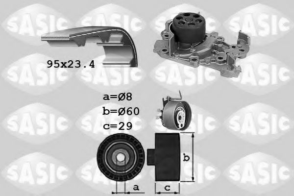 Водяной насос + комплект зубчатого ремня SASIC 3904029