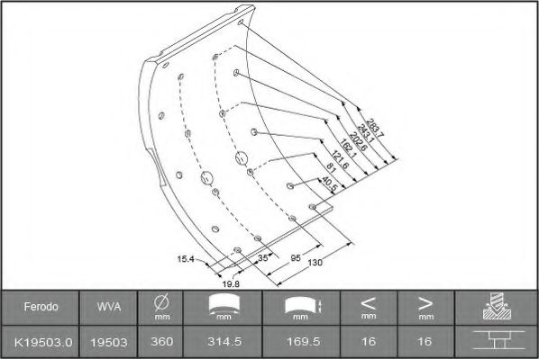 Комплект тормозных башмаков, барабанные тормоза ABEX J1675151