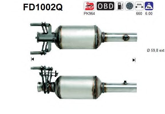 Сажевый / частичный фильтр, система выхлопа ОГ AS FD1002Q