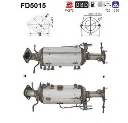 Сажевый / частичный фильтр, система выхлопа ОГ AS FD5015