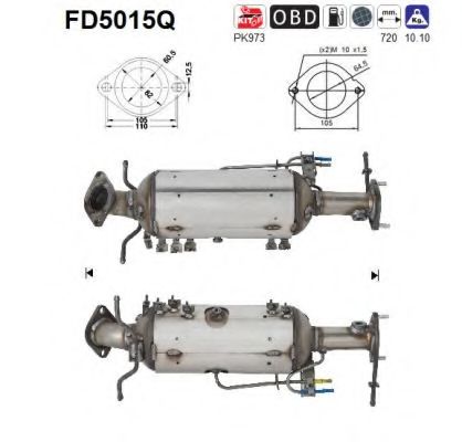 Сажевый / частичный фильтр, система выхлопа ОГ AS FD5015Q