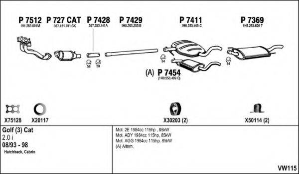 Система выпуска ОГ FENNO VW115
