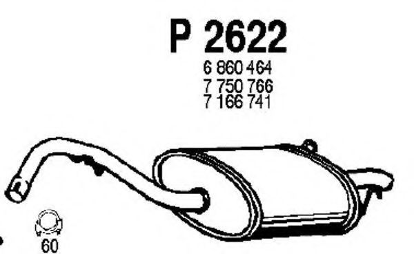 Глушитель выхлопных газов конечный FENNO P2622