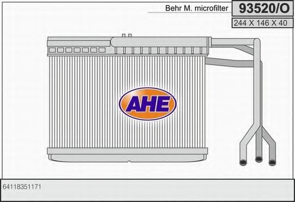 Теплообменник, отопление салона AHE 93520/O