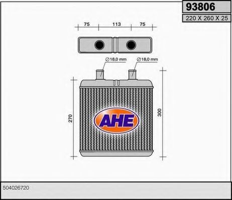 Теплообменник, отопление салона AHE 93806