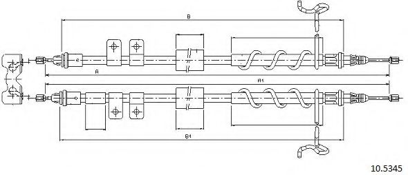 Трос, стояночная тормозная система CABOR 10.5345