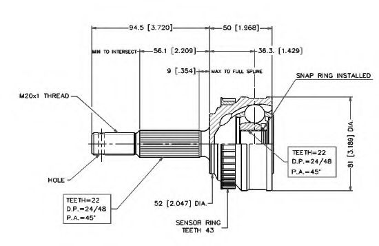 Шарнирный комплект, приводной вал VEMA 18226
