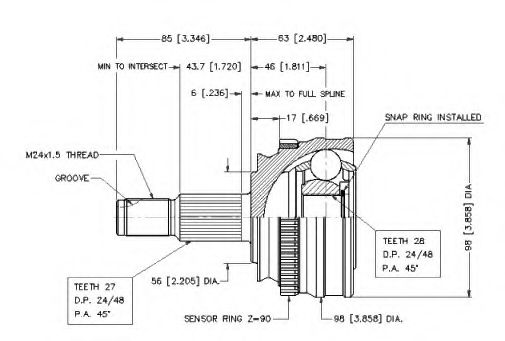 Шарнирный комплект, приводной вал VEMA 18256