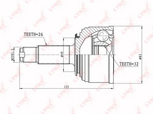 Шарнирный комплект, приводной вал LYNXauto CO-3452