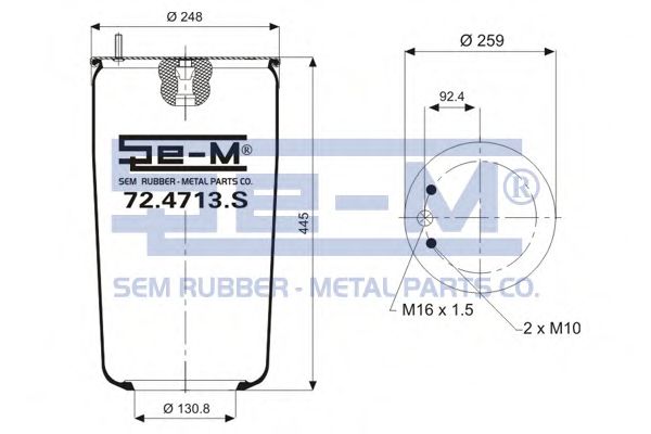 Кожух пневматической рессоры SEM LASTIK 72.4713.S