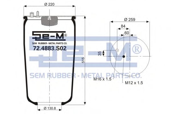 Кожух пневматической рессоры SEM LASTIK 72.4883.S02