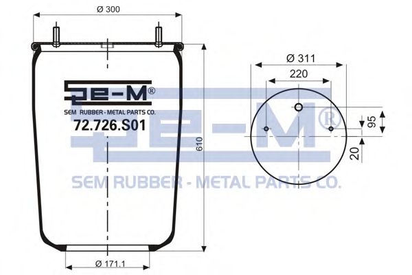 Кожух пневматической рессоры SEM LASTIK 72.726.S01
