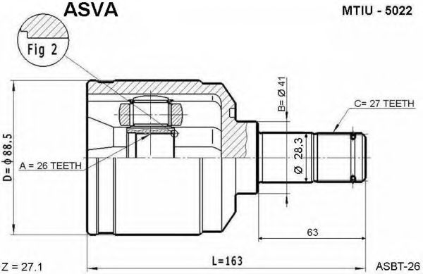 Шарнирный комплект, приводной вал ASVA MTIU-5022