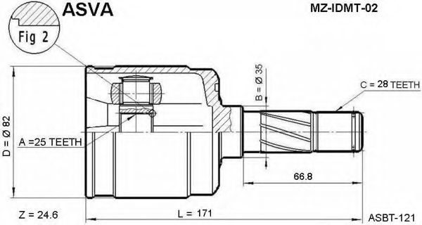 Шарнирный комплект, приводной вал ASVA MZ-IDMT-02