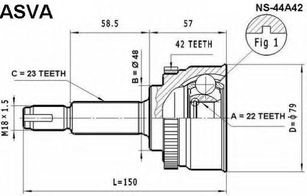 Шарнирный комплект, приводной вал ASVA NS-44A42