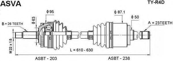 Приводной вал ASVA TY-R4D