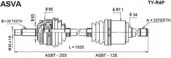 Приводной вал ASVA TY-R4P