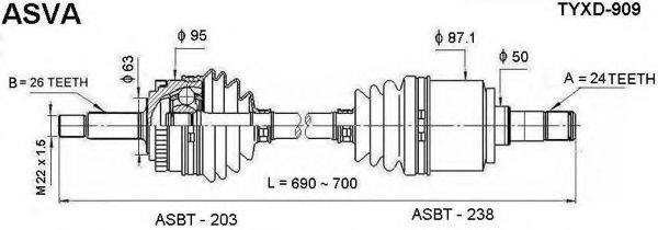 Приводной вал ASVA TYXD-909