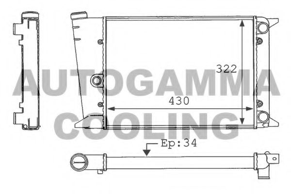 Радиатор, охлаждение двигателя AUTOGAMMA 101045