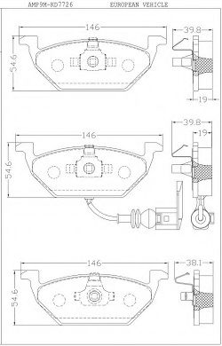 Комплект тормозных колодок, дисковый тормоз ASIMCO KD7726