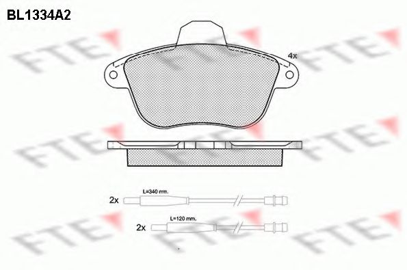 Комплект тормозных колодок, дисковый тормоз FTE BL1334A2