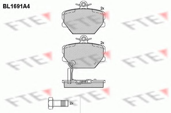 Комплект тормозных колодок, дисковый тормоз FTE BL1691A4