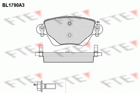 Комплект тормозных колодок, дисковый тормоз FTE BL1790A3