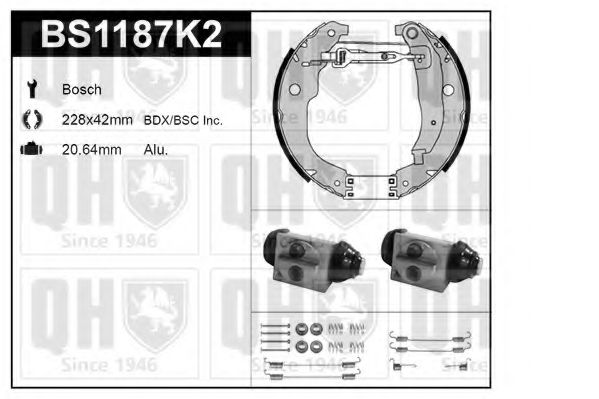 Комплект тормозов, барабанный тормозной механизм QUINTON HAZELL BS1187K2