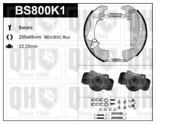 Комплект тормозов, барабанный тормозной механизм QUINTON HAZELL BS800K1