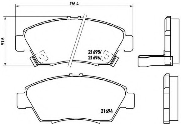 Комплект тормозных колодок, дисковый тормоз BREMBO P 28 023