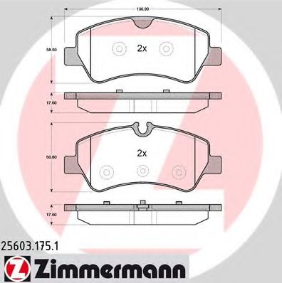 Комплект тормозных колодок, дисковый тормоз ZIMMERMANN 25603.175.1