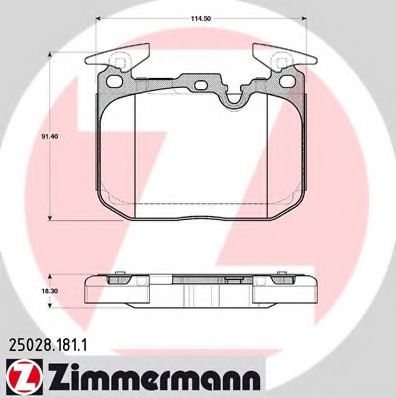 Комплект тормозных колодок, дисковый тормоз ZIMMERMANN 25028.181.1