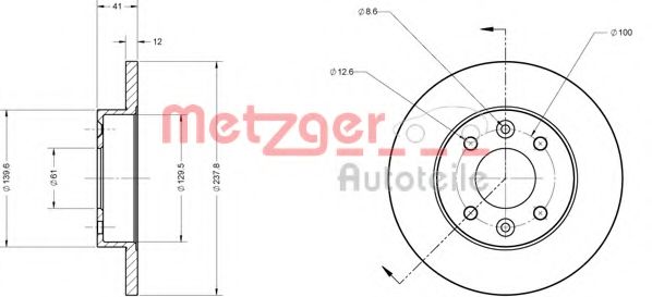 Тормозной диск METZGER 6110034