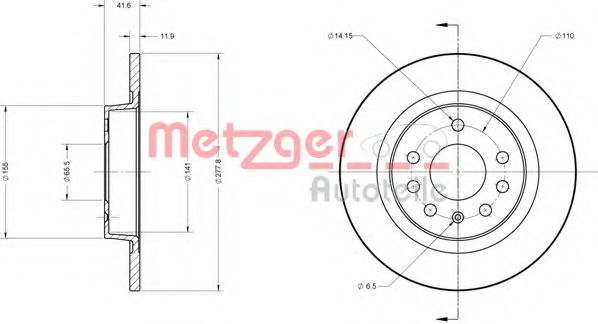 Тормозной диск METZGER 6110119