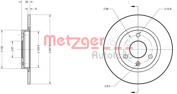 Тормозной диск METZGER 6110146