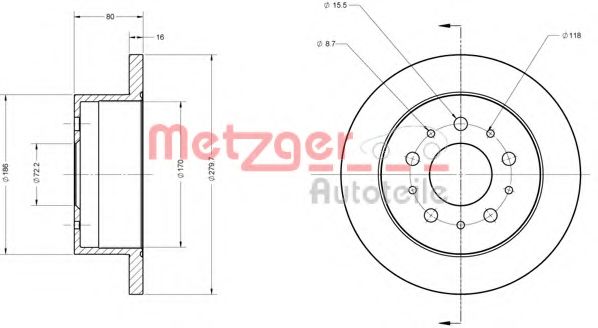 Тормозной диск METZGER 6110163