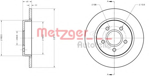 Тормозной диск METZGER 6110566