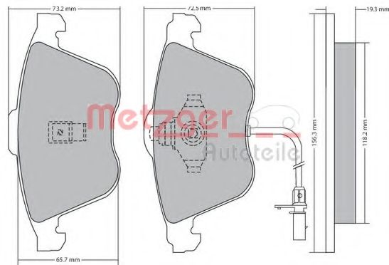 Комплект тормозных колодок, дисковый тормоз METZGER 1170268